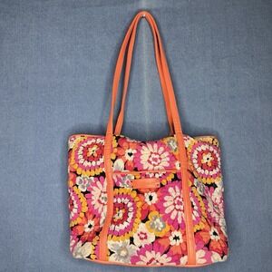 Vera Bradley Floral Quilted pixie Blooms Small Trimmed Vera Tote Purse
